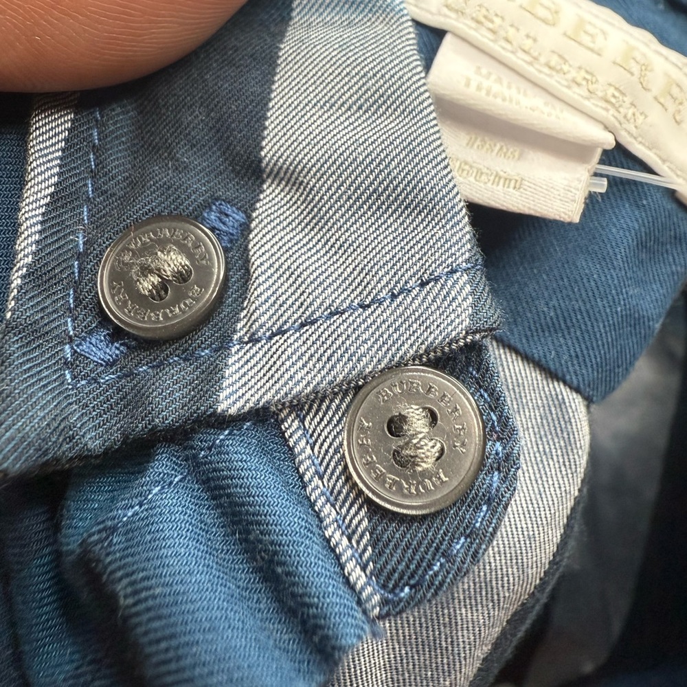 Burberry Baby Boy Navy Blue Checked Shirt 18 Months - Picture 10 of 10